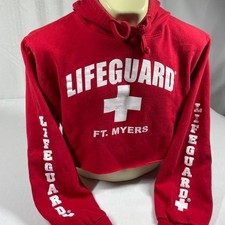 Lifeguard Official Licensed Ft. Myers Cropped Hoodie Red XL