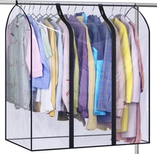 40" Hanging Garment Bags for Closet Storage Clear Garment Rack Cover Bottom Encl