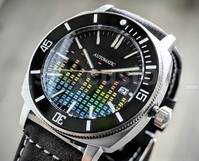 Automatic 42mm dresswatch Mod NH35A Black Nostalgia WINAMP  Sapphire Exhibition