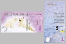Arctic Territories 1 Polar Dollar Souvenir Note 2012 Polar Fox Polymer
