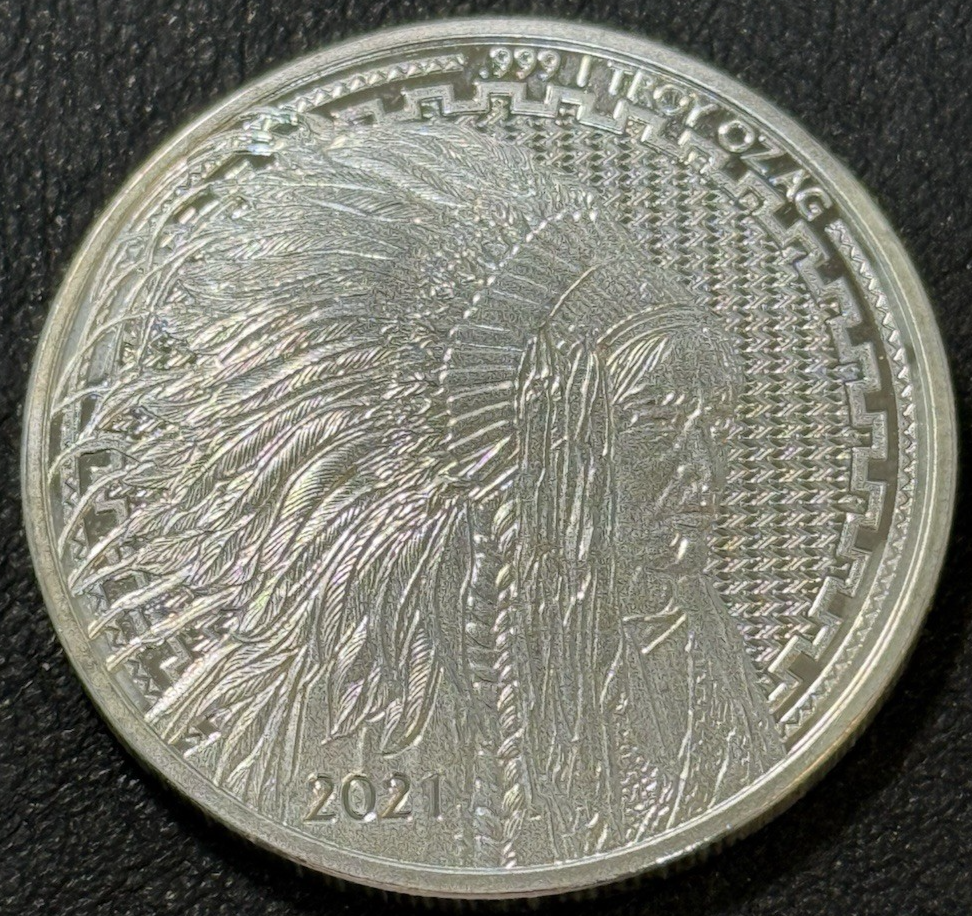 豆ちび　バングル　リバティ　ドル　silver 925 2021 1 Oz .999 Silver Asahi Liberty Native American Chief Buffalo