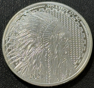 2021 1 Oz .999 Silver Asahi Liberty Native American Chief Buffalo