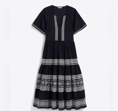 #ad #ad Draper James Womens Carlene Midi Dress Belle Meade Sz M Black White Embroidery $20.66