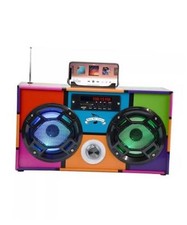 - Portable Party Speaker: Retro Boombox with Bluetooth, LED Light Show,