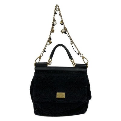 DOLCE&GABBANA Sizilien - Handtasche schwarz Leder Baumwolle
