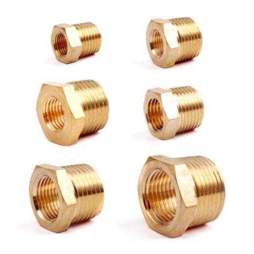 6PCS Brass Hex Bushing Kit NPT Reducing Bushing Pipe Fitting 6pcs Kit