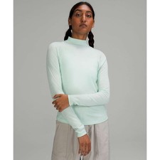 Lululemon Lab Merino Wool-Blend Mock Neck Long Sleeve Shirt Womens 8 Ice Green