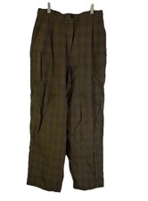 Vintage 90s Womens 8 Wool Houndstooth Plaid Pleated Dress Pants Slacks Rockabill