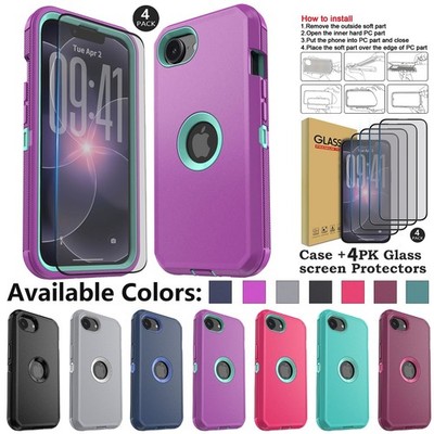 For iPhone 17e Case with 4PK Screen Protector Heavy Duty Rubber Shockproof Cover