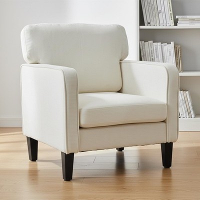 Modern Accent Chair, Stylish Armchair for Adults with Backrest White
