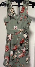 New Directions inspired  Green Floral & roses Fit & Flare V Neck Dress