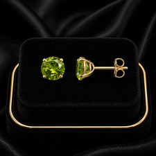 Yellow Gold Peridot Earrings Solitaire Natural Stone 375 9 Carat New Boxed