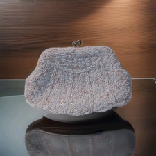 VTG Mademoiselle Handmade Evening Bag With Beads, Sequins, Rhinestone Kiss Lock