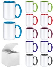 Sublimation Mugs, 15oz, 6 Assorted Colors 12Pack 15oz 6 Assorted Colors