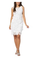 Nina Leonard Women's 3D Floral Embroidered Sheath Dress White