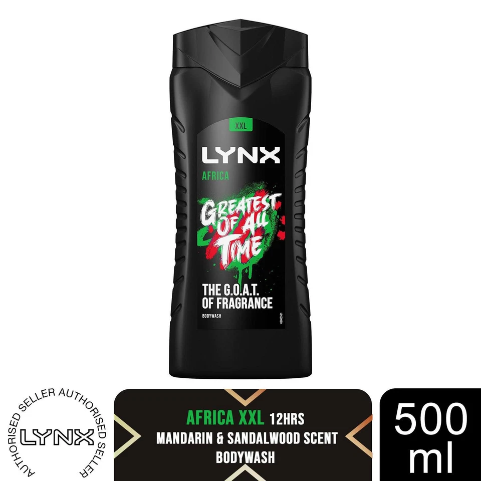 Lynx Africa 12H Gel Doccia Rinfrescante Energy Boost Lavaggio Corpo, 3x o 6x 500ml