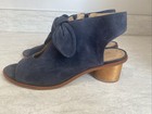 Bernardo Lizzie Women’s Size 8 Block Heel Blue Sandal Open Toe Shoe Bow — photo 8