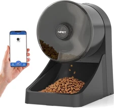 NPET 3L Automatic Cat Feeder, Wheel-Shaped Dry Food Dispenser Timed Pet Feeder