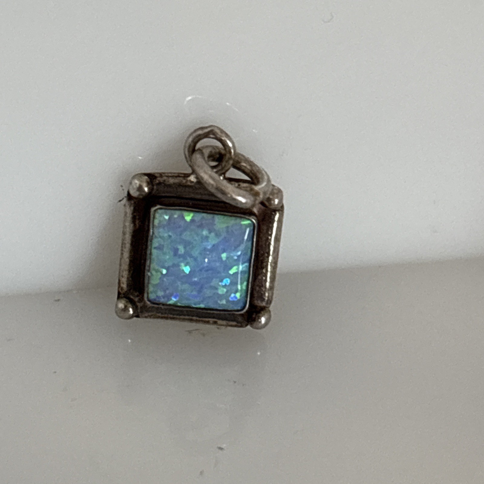 Multi Color Created Opal Square Shape 925 Sterlin… - image 5