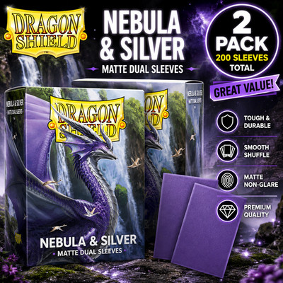 Dragon Shield Nebula & Silver Matte Dual Card Sleeves - 2 Packs of 100 (200)