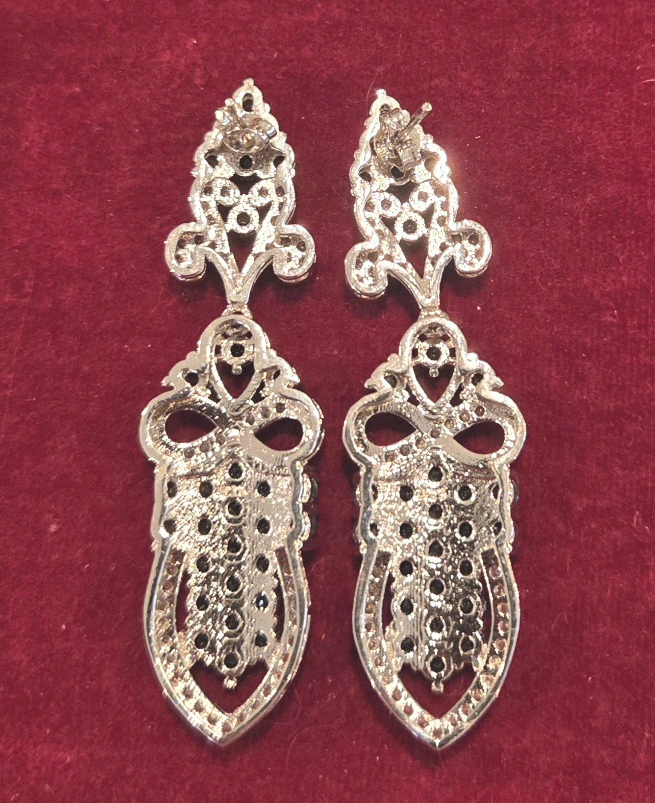 STATEMENT Pageant 2.5" Dangle Pierced Earrings Si… - image 3