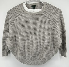 Lauren Ralph Lauren Waffle Knit Long Sleeve Sweater Grey Women  s XL