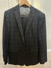 Banana Republic Charcoal Grey Plaid Suit - Men  s Size 38R - MINT Heavy Weight 