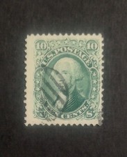 1861 U.S. Used Scott #68 Green 10 Cent George Washington Stamp