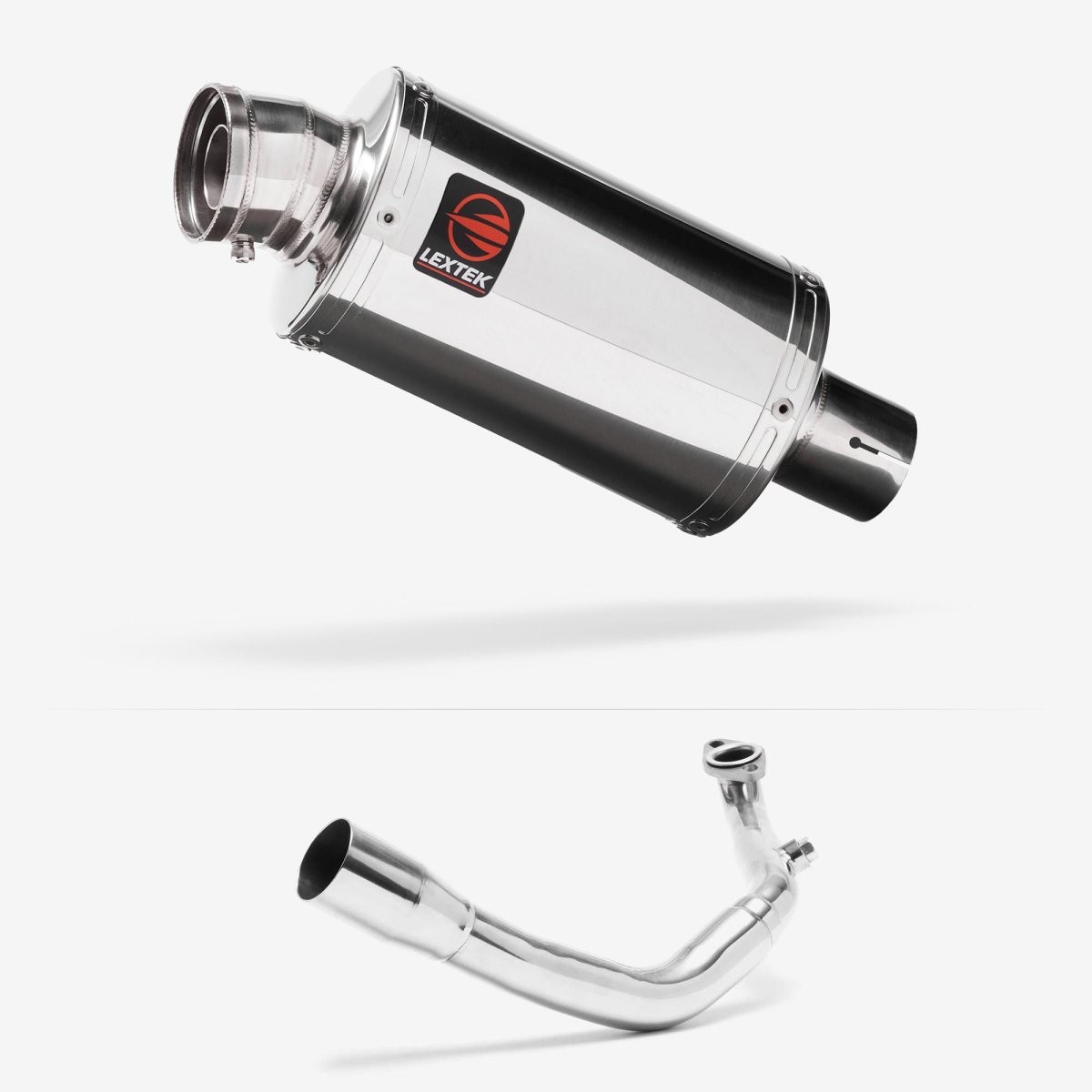 Lextek Stainless Steel OP4 Polished 200mm Exhaust System Silencer Scooter Rear