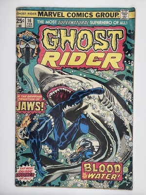 Ghost Rider #16 1976 Marvel Bronze Age Shark Jaws Cover Low Grade Reader