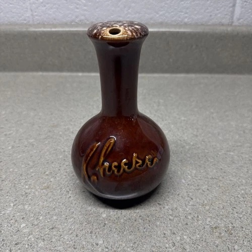 Vintage Hull Pottery USA Brown Drip Glaze Oil Bottle