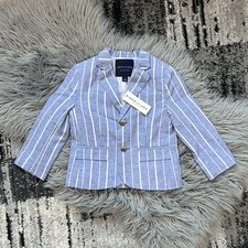 Janie  Jack Cornflower Blue Striped Linen Blend Blazer Size 3  99 
