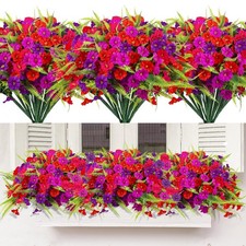 HIAGROW Artificial Flowers for Outdoors 12 Bundles 12 Bundles, Mixed 