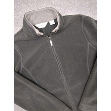 Eddie Bauer Fleece Jacket Women's Full Zip Up Gray Black Medium M