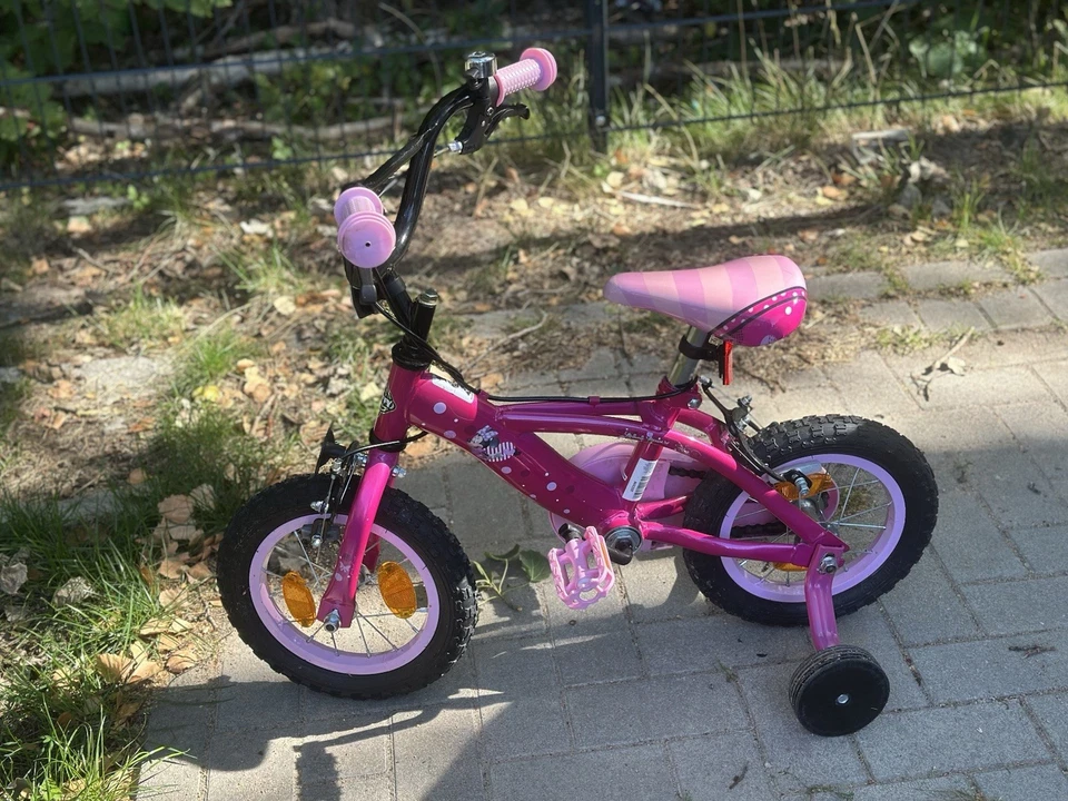 Kinderfahrrad Minnie Mouse 12 Zoll mit Stützrädern rosa Mädchen
