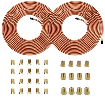 Haokixin 2 Sets 3/16 Brake Line 25 Ft Copper Nickel Tubing Stainless Steel