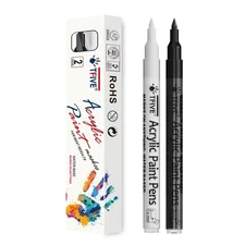 WhiteBlack Paint Marker Pens - 2 Pack Acrylic Permanent Marker, 0.7mm Extra