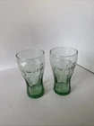 2 Vintage Libbey Coca Cola 16oz Green tint Drinking Tumbler Glasses
