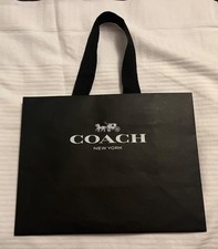 Coach Shopping Bag Reusable Black With Silver Design Logo 10 x 8 x 5 inches