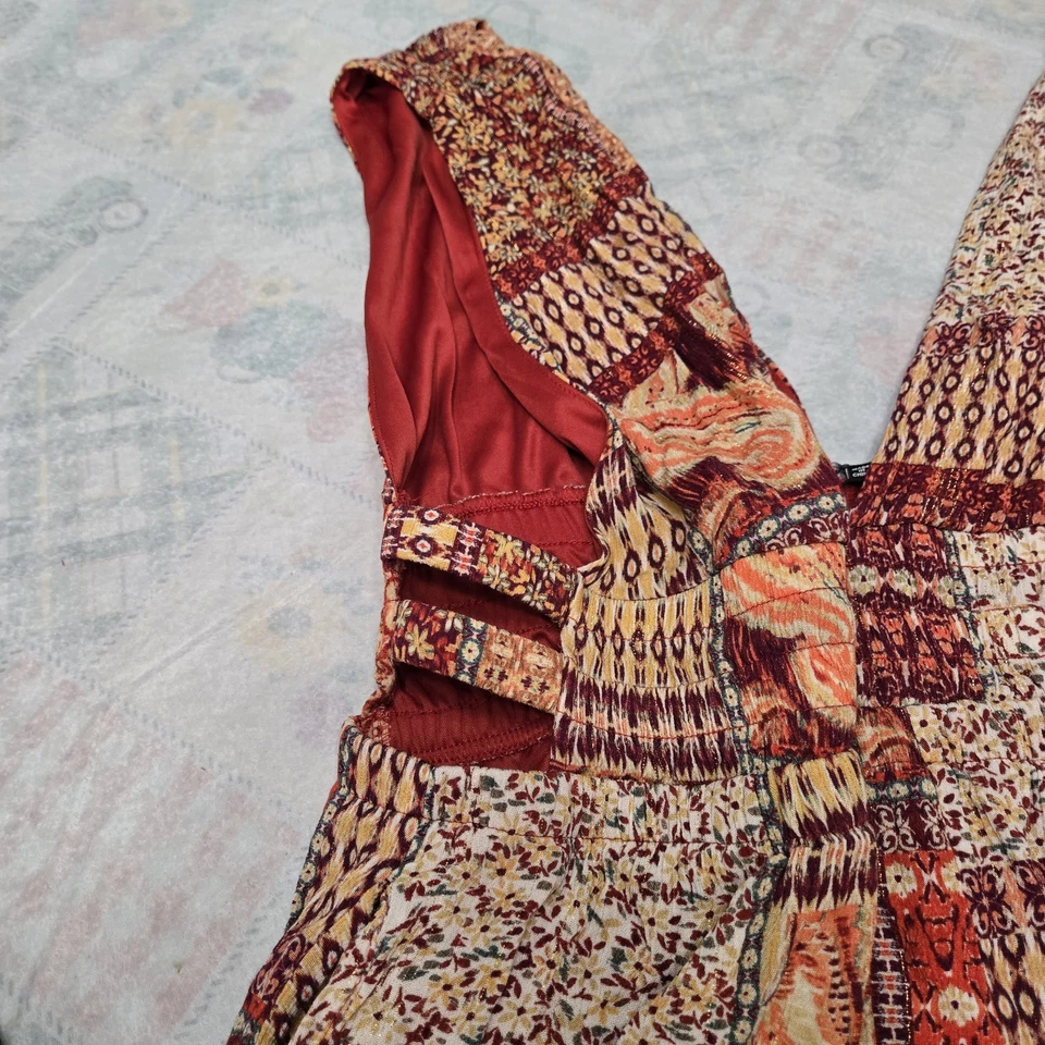 NUEVO CON ETIQUETAS Moda Nova Multicolor Rust Pantalones Cortos Mameluco Cintura 21" 130 Foto 2 de 4