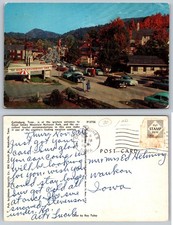 Vintage Gatlinburg TN Postcard Main Street New Inn Autumn 1950s Chrome