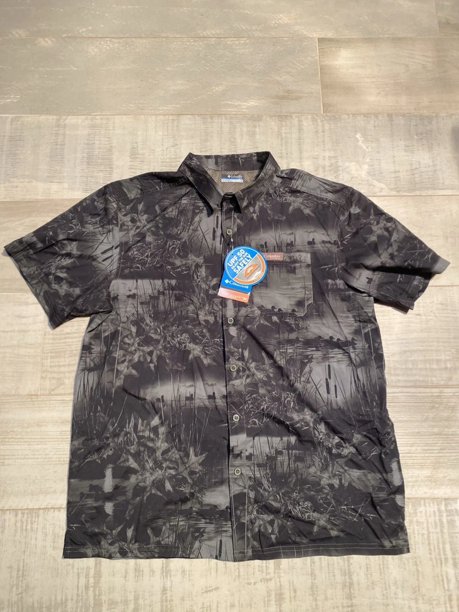 Chemise Columbia PFG Omni-Shade Manches Courtes Homme 2XL, Camouflage, Pêche