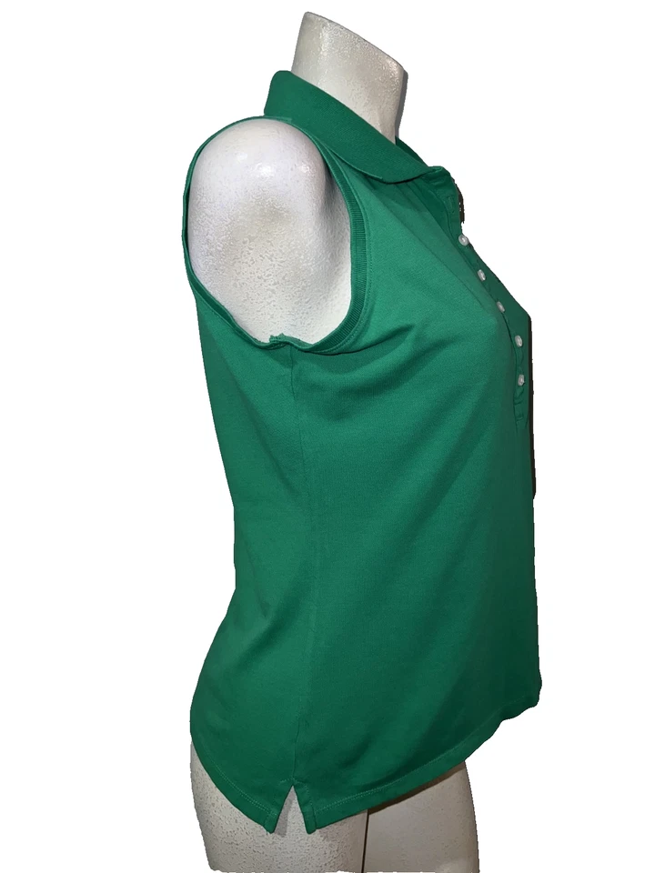 Camisa informal de golf IZOD Top para mujer talla M verde sin mangas cuello con botones Foto 3 de 4