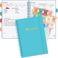 PECULA Recipe Book, Book to Write In Your Own Recipes, Blank Blue 