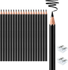 Imagen de 20 PCS Black Colored Pencils, Pre-sharpened Professional Wooden Art Pencils Set