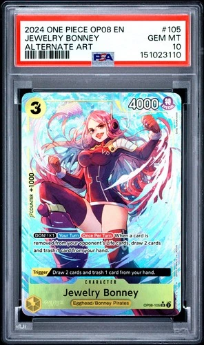 2024 ONE PIECE OP08-TWO LEGENDS ALTERNATE ART #105 JEWELRY BONNEY PSA 10