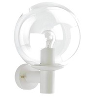 AußEnwandleuchte Typ Nr. 0639, Mit Glaskugel Ø 25Cm, E27, Weiß / Klarglas