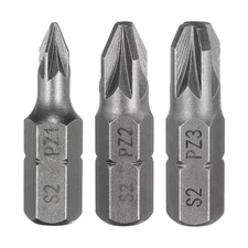 3pcs PZ1/PZ2/PZ3 Magnetic Pozi Screwdriver Bit 1/4" Hex Shank 1" Industrial Bit
