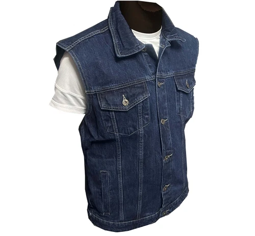 Mens Denim Gilet Waistcoat Jeans Jacket Sleeveless Cowboy Retro Biker Vest S-3XL