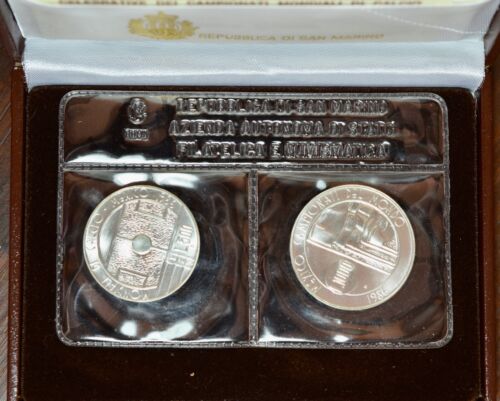 SAN MARINO AG/ 500 E 1000 LIRE 1986 MEXICO CAMPIONATI DEL MONDO FDC argento - Picture 2 of 2